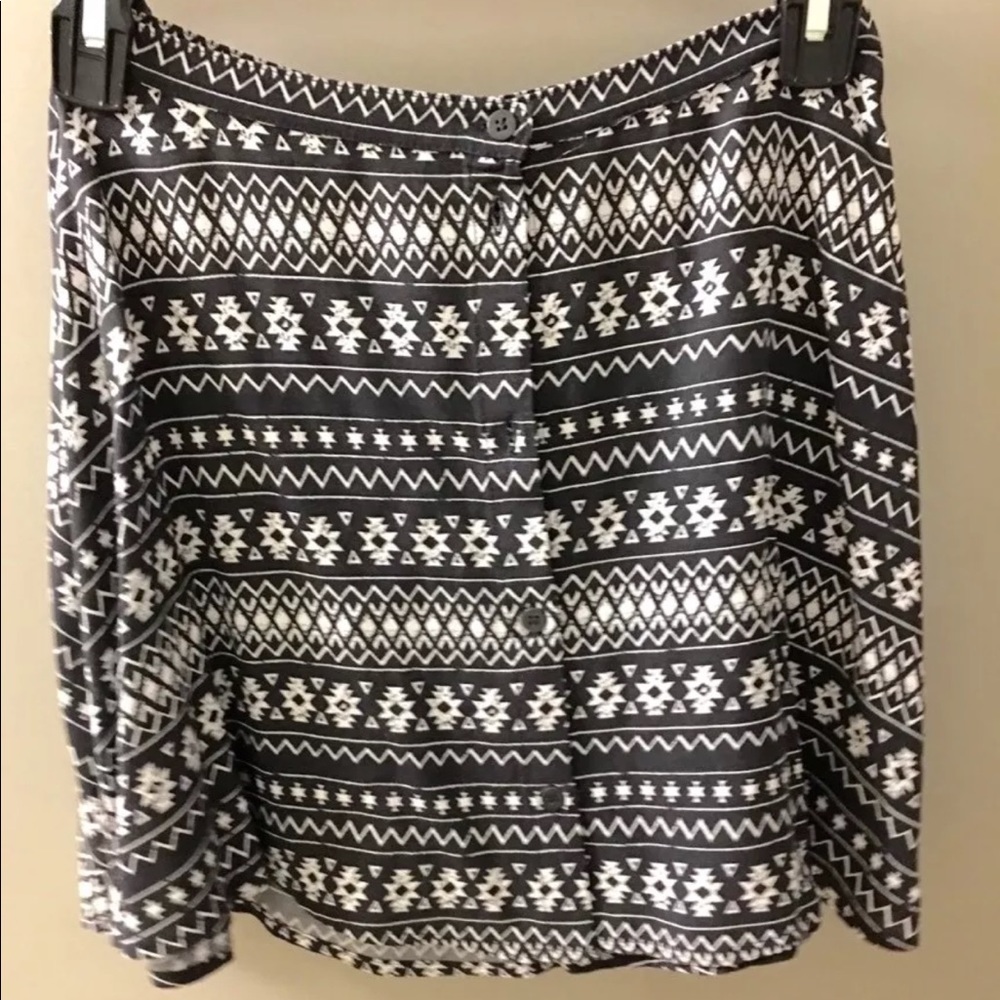 H&M Aztec Navy White Button Up High Waist Skirt